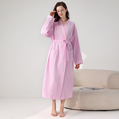 Accappatoio minimalista in cotone con trama a nido d'ape - Rosa - XL - image 11