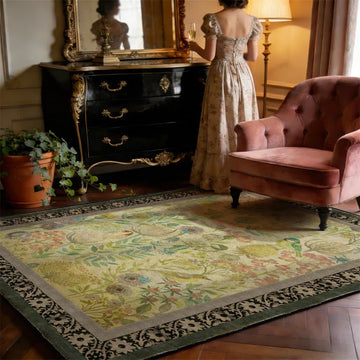 Tappeto antiscivolo con motivo floreale e uccelli - 95" x 119" - image 0