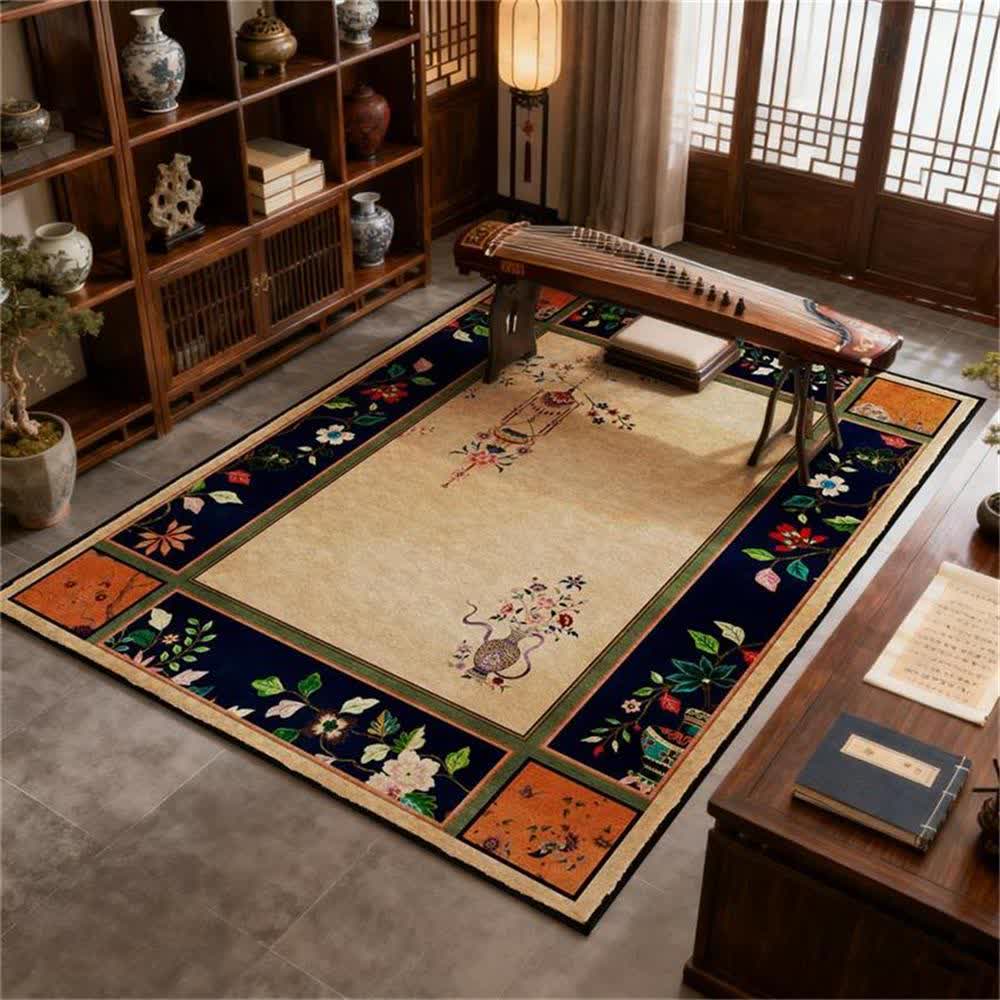 Tappeto vintage floreale con vaso classico - 95" x 119" - image 0