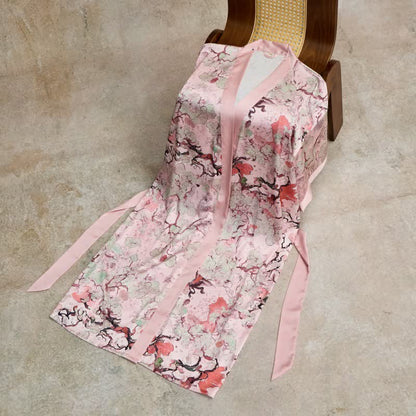 Accappatoio in stile kimono con motivo floreale rosa orientale - image 4