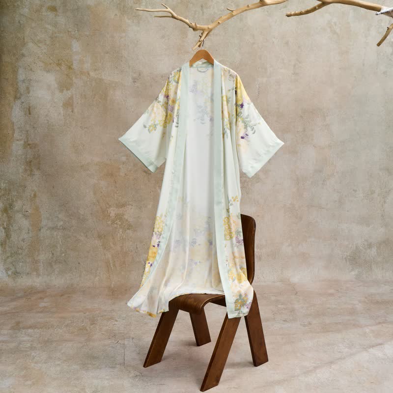 Accappatoio in stile kimono floreale giallo orientale - Beige - Taglia unica - image 1
