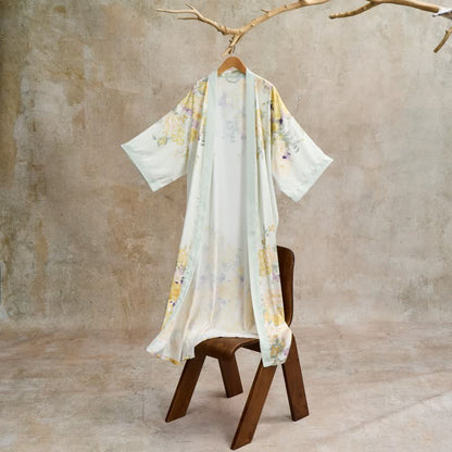 Accappatoio in stile kimono floreale giallo orientale - image 2