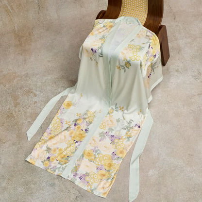 Accappatoio in stile kimono floreale giallo orientale - image 3