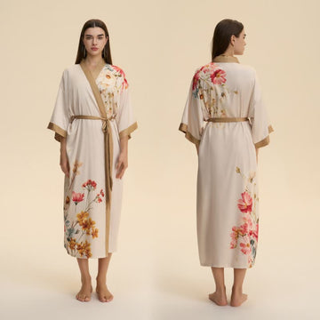 Accappatoio in stile kimono orientale con fiori di lusso - image 0