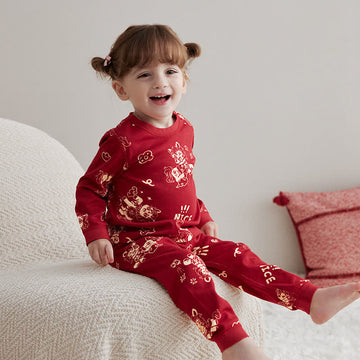 Completo da notte per bambini in cotone con pony festivo - Rosso - Bambino: 130 cm - image 0