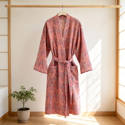Kimono in garza di cotone jacquard con motivo a farfalle - image 1