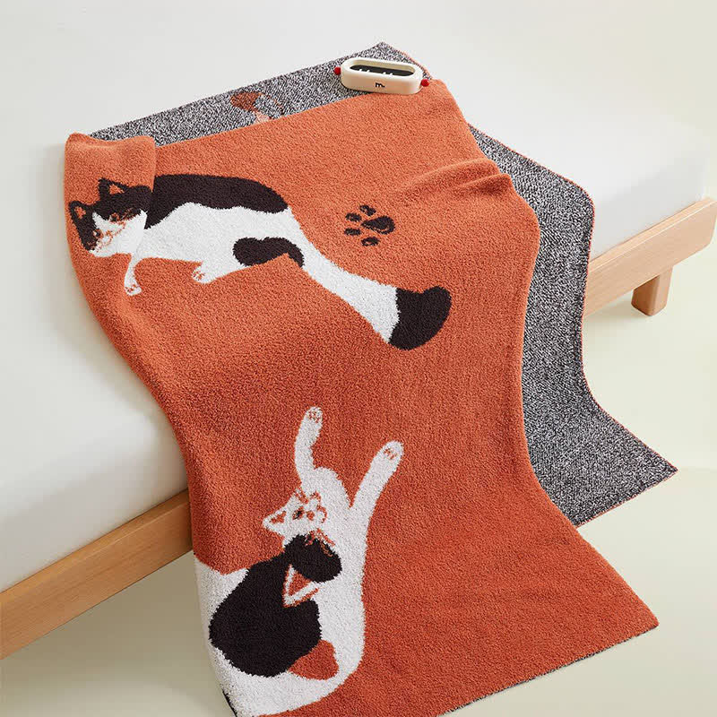 Coperta in pile lavorato a maglia con gatti giocosi - image 4