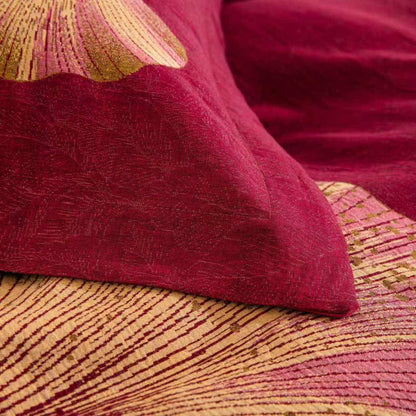 Set di biancheria da letto in cotone con foglie di ginkgo rosso e oro (4 pezzi) - image 6