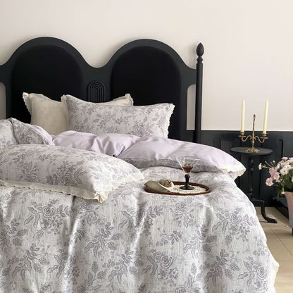 Set di biancheria da letto in garza di cotone Vintage Sottile Rosa (4 pezzi) - image 14