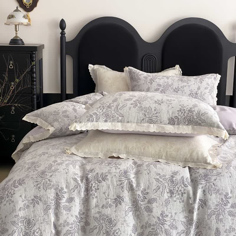 Set di biancheria da letto in garza di cotone Vintage Sottile Rosa (4 pezzi) - image 16