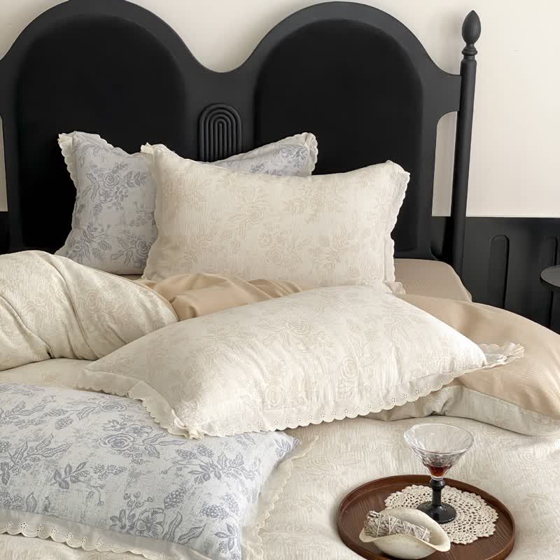 Set di biancheria da letto in garza di cotone Vintage Sottile Rosa (4 pezzi) - image 11
