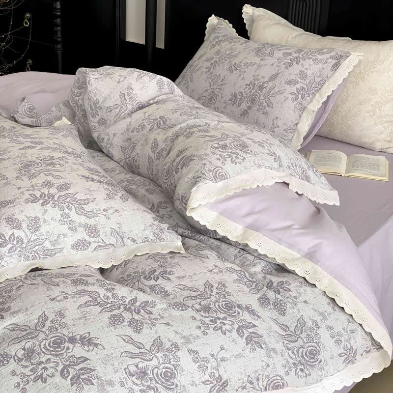Set di biancheria da letto in garza di cotone Vintage Sottile Rosa (4 pezzi) - image 13