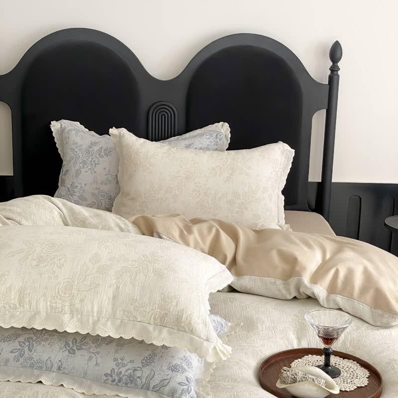 Set di biancheria da letto in garza di cotone Vintage Sottile Rosa (4 pezzi) - image 10