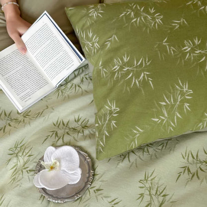 Set di biancheria da letto in cotone jacquard con foglie di bambù orientali (4 pezzi) - image 7