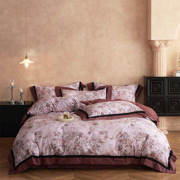 Set di biancheria da letto in cotone con motivo floreale e farfalla (4 pezzi) - Rosa - Matrimoniale Grande - image 0