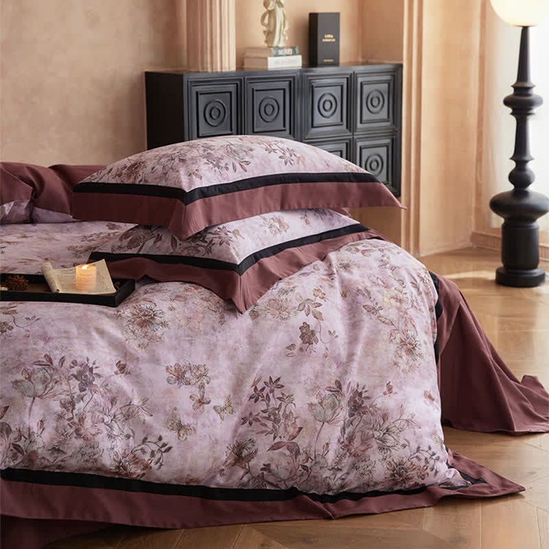 Set di biancheria da letto in cotone con motivo floreale e farfalla (4 pezzi) - image 3