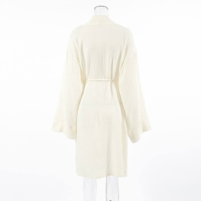 Kimono in puro cotone beige - image 7