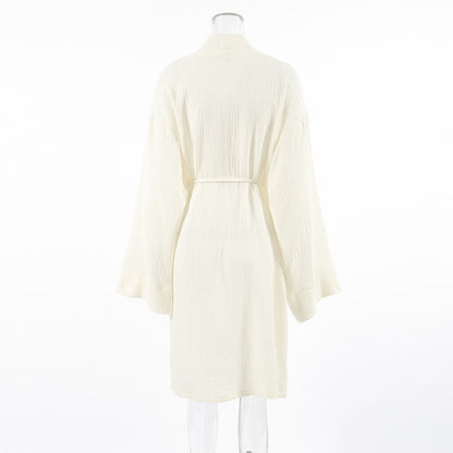 Kimono in puro cotone beige - image 7