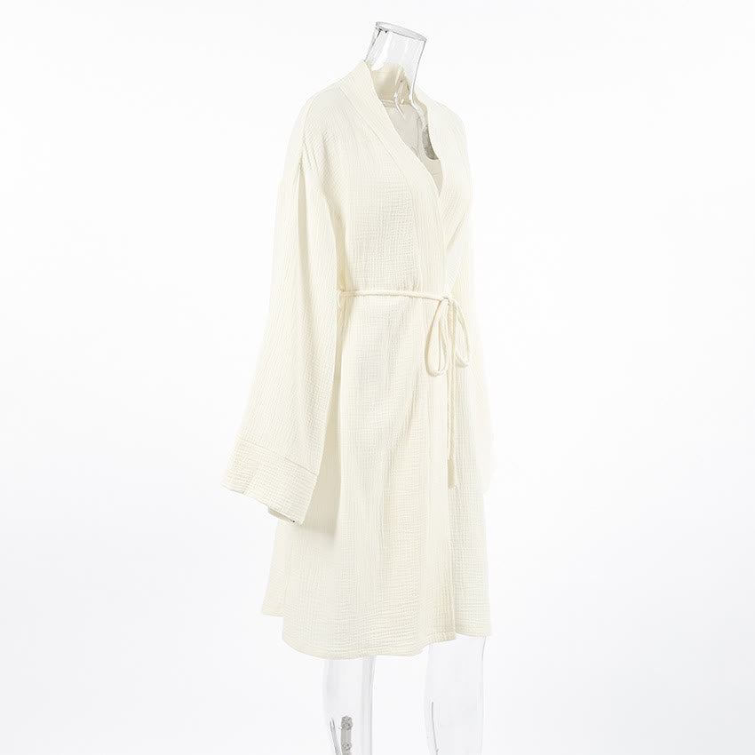 Kimono in puro cotone beige - image 6