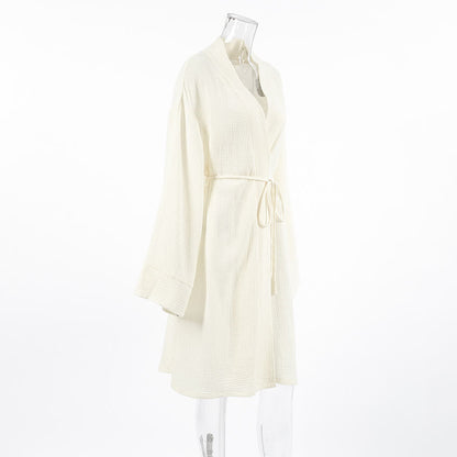 Kimono in puro cotone beige - image 6