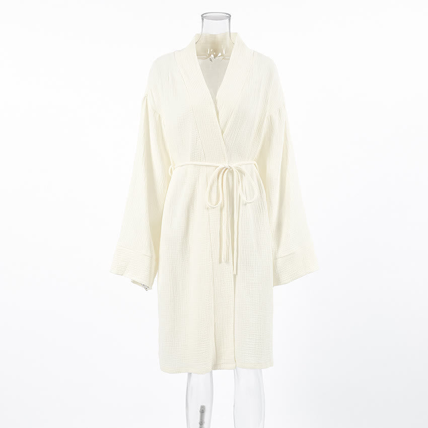 Kimono in puro cotone beige - image 5