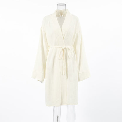 Kimono in puro cotone beige - image 5