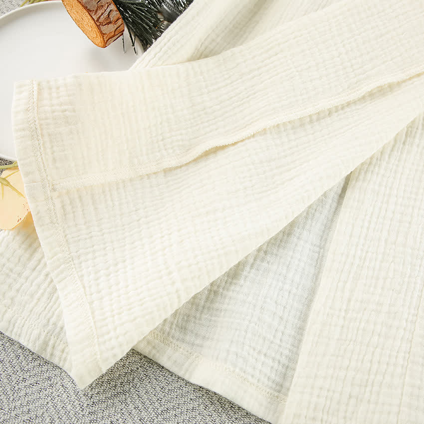 Kimono in puro cotone beige - image 12