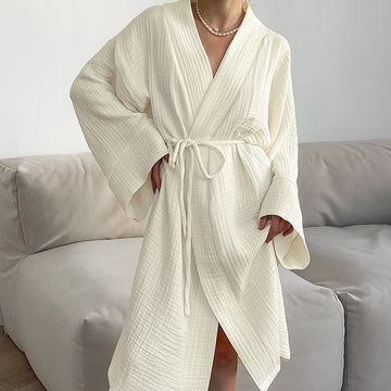Kimono in puro cotone beige - Beige - L - image 0