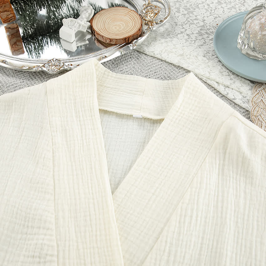 Kimono in puro cotone beige - image 8