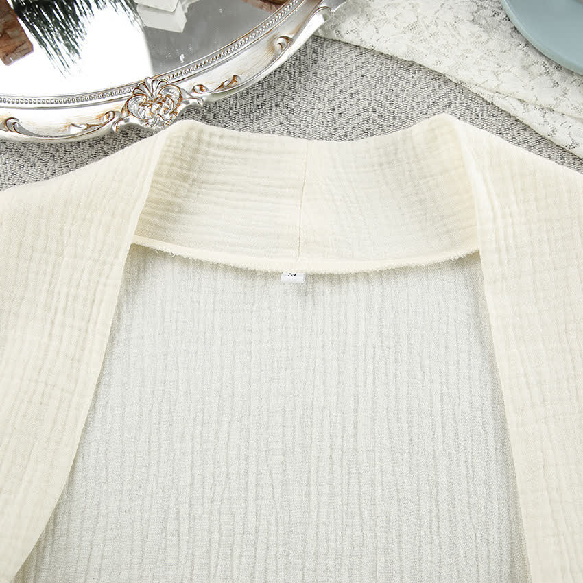 Kimono in puro cotone beige - image 9