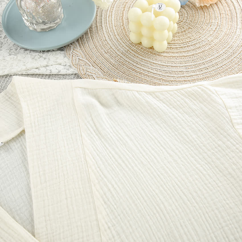 Kimono in puro cotone beige - image 10