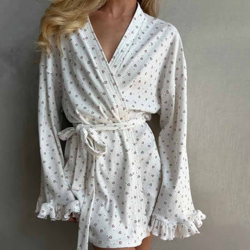 Kimono corto a maniche lunghe con stampa a cuore - Bianco - 2XL - image 0