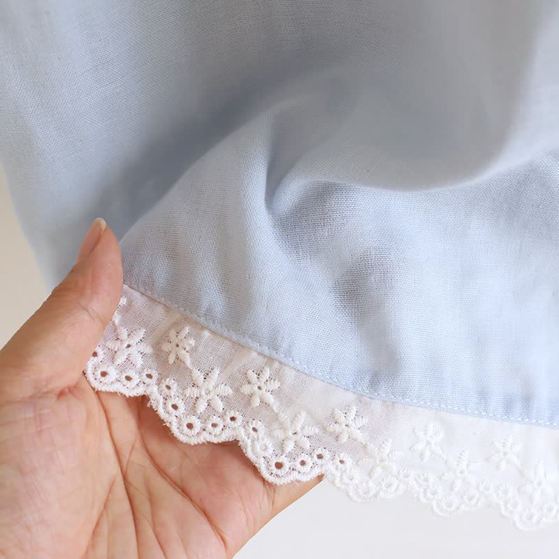 Pigiama in cotone tinta unita con pizzo - image 19