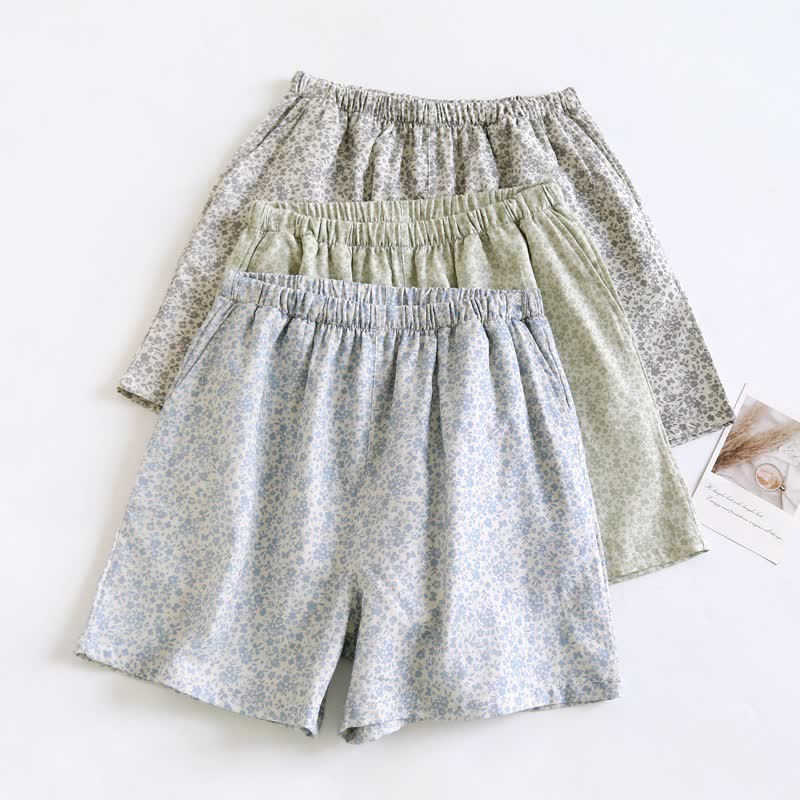 Pigiama completo con canotta e pantaloncini in cotone a fiori piccoli - image 6