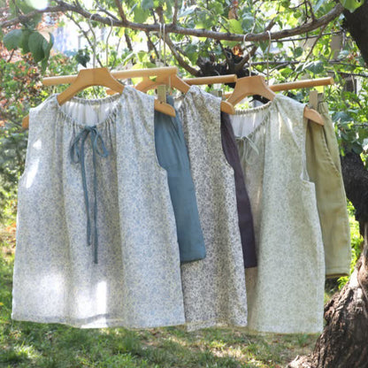 Pigiama completo con canotta e pantaloncini in cotone a fiori piccoli - image 2