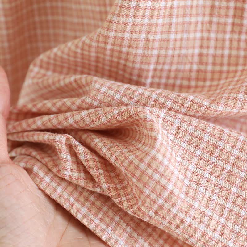 Camicia da notte con maniche a palloncino in garza di cotone scozzese - image 9