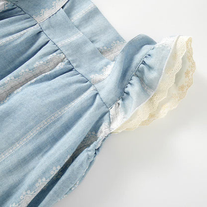 Loungewear con motivo verticale blu in fibra di bambù - image 8