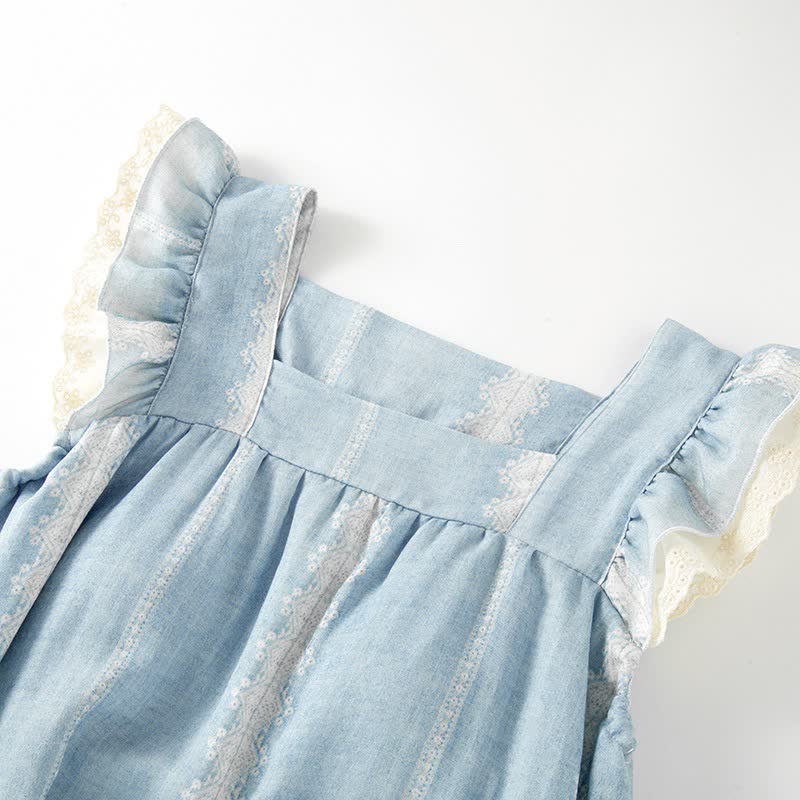 Loungewear con motivo verticale blu in fibra di bambù - image 7