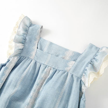 Loungewear con motivo verticale blu in fibra di bambù - image 7