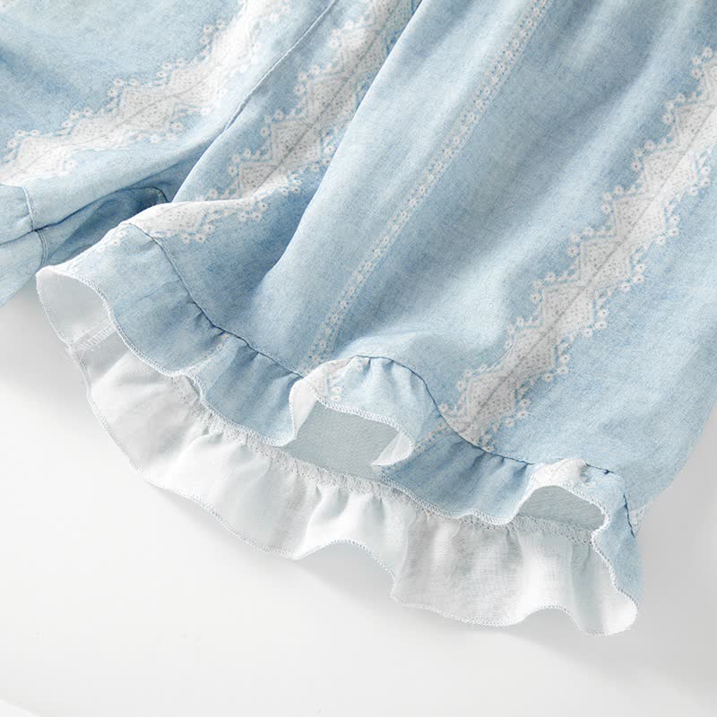 Loungewear con motivo verticale blu in fibra di bambù - image 10