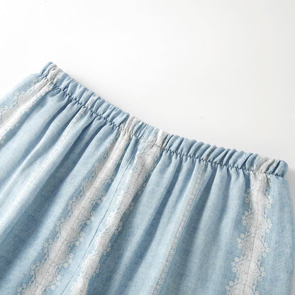 Loungewear con motivo verticale blu in fibra di bambù - image 11