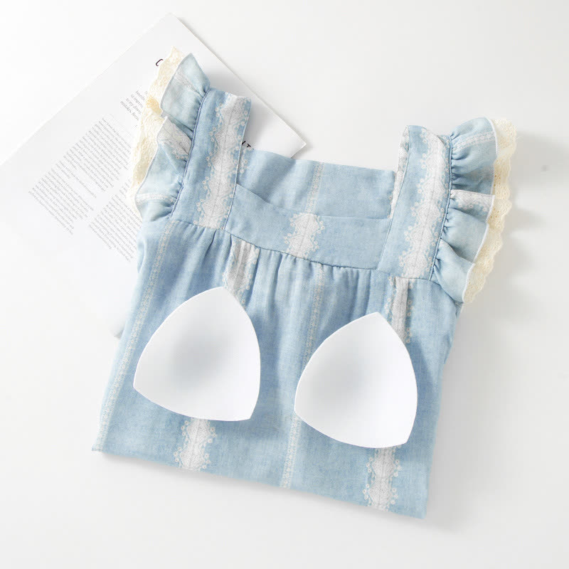 Loungewear con motivo verticale blu in fibra di bambù - image 6