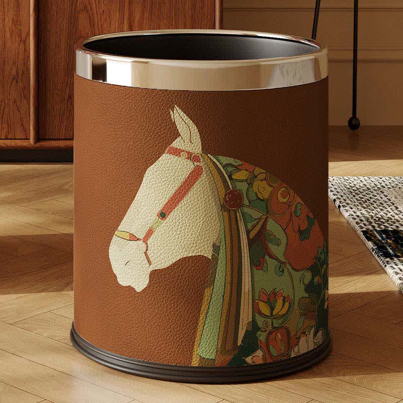 Cestino decorativo in pelle della serie Equestrian - Marrone - 22.5 x 22.5 x 26cm"A - image 1