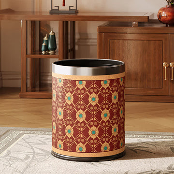 Elegante cestino per rifiuti in pelle con motivo a traliccio orientale - Standard - 22.5 x 22.5 x 26cm"A - image 0