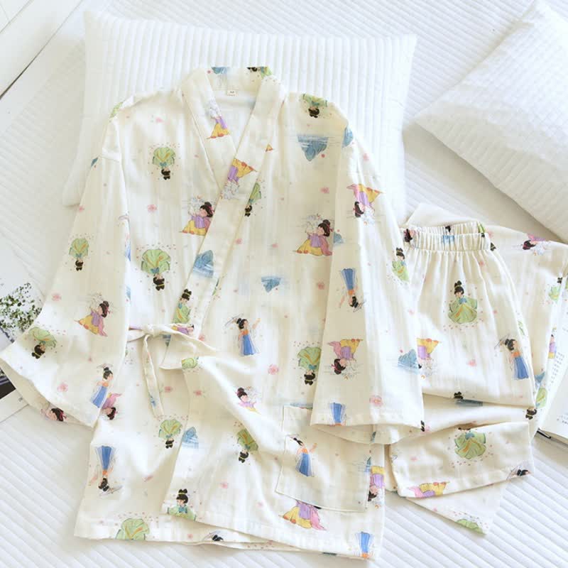 Pigiama kimono in cotone con principessa dei cartoni animati orientali - image 2