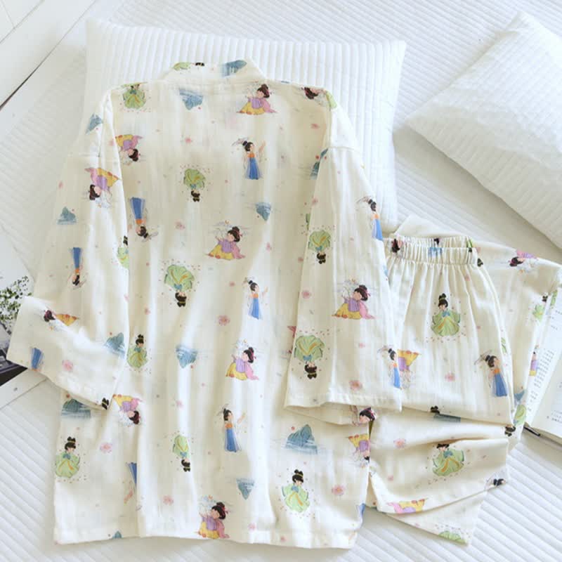 Pigiama kimono in cotone con principessa dei cartoni animati orientali - image 3