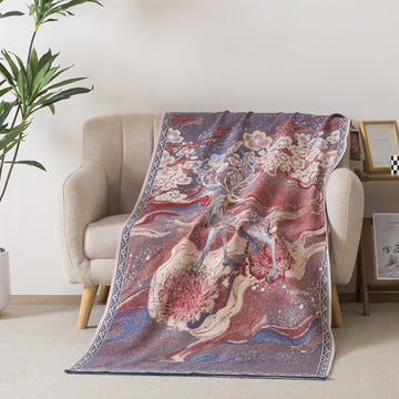 Asciugamano da bagno in garza di cotone con motivo floreale e cervo da sogno - 90cm x 180cm - image 0