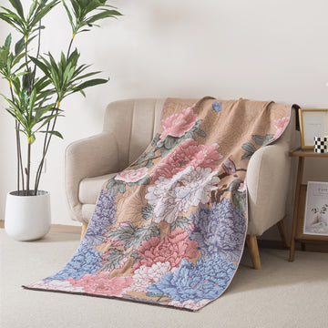 Lussuoso asciugamano da bagno in garza di cotone con motivo peonia - 90cm x 180cm - image 0