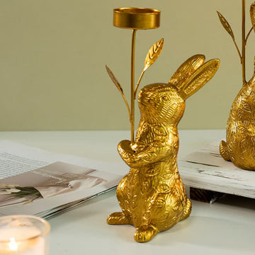 Portacandele pasquale a forma di coniglietto dorato - image 0