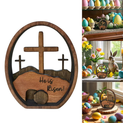 Decorazione per uova di Pasqua in legno a forma di tomba vuota - image 4
